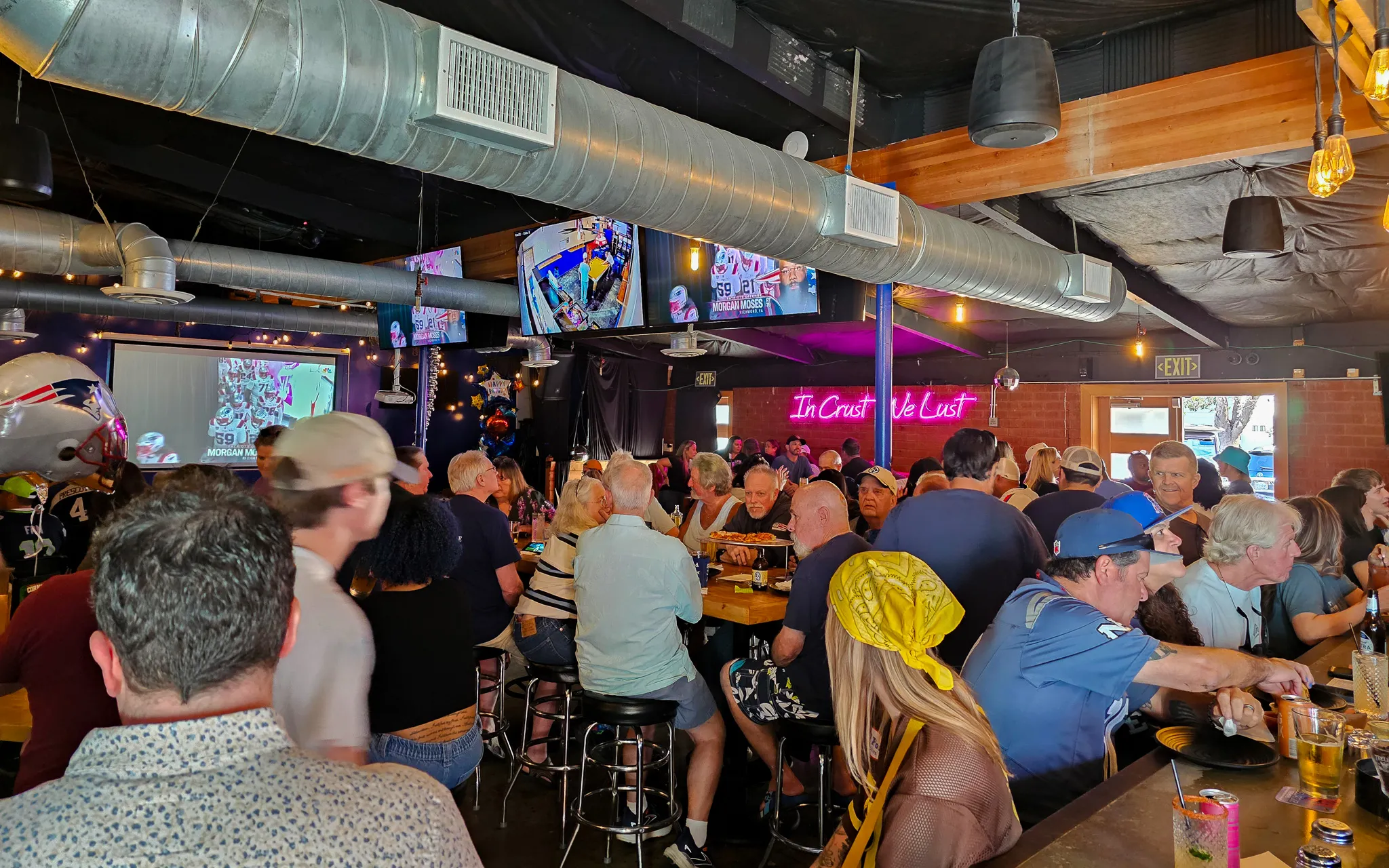 Crowd watching sports at Mom Said Yes Pizza Torrance