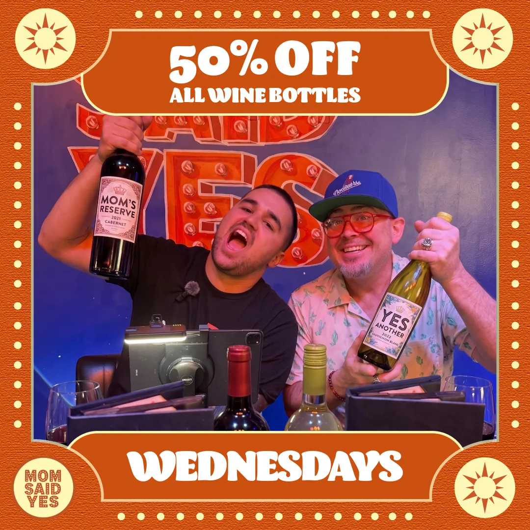 50% off all wine bottles every Wednesday in Torrance